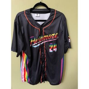 Baltimore Orioles Pride Night Jersey Mens XL Black Rainbow Baseball O's 24